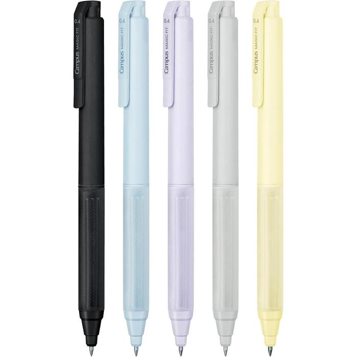 KOKUYO Campus Magic Fit Gel Ink Ballpoint Pen 5-Color Body Set – Black Ink, 0.4mm / 0.5mm