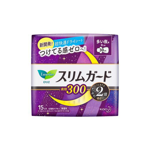 Laurier Slim Guard, Night Use 300, Especially for Heavy Night Use, with Wings, 30cm, 15 pieces [Menstrual Napkin]