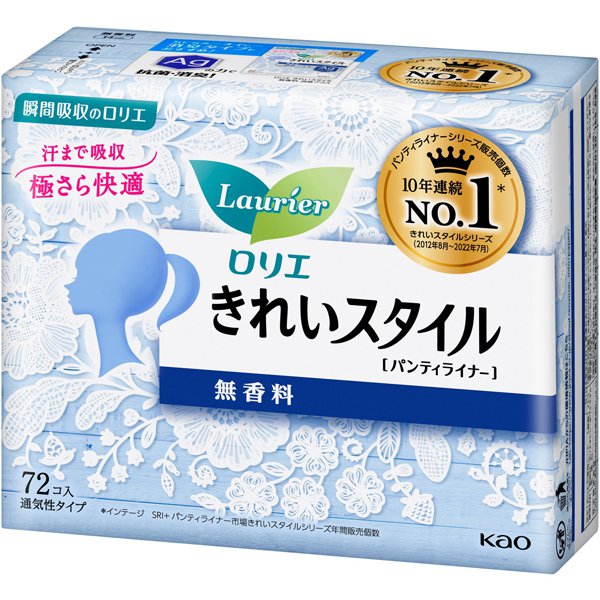Laurier Kirei Style Unscented Panty Liners – 14cm, 72 pads