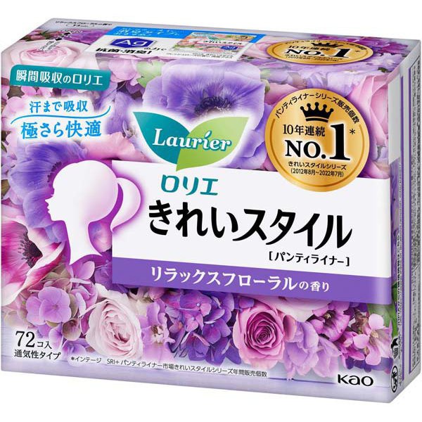 Laurier Kirei Style, Relaxing Floral Scent, 14cm, 72 pieces [Pantyliner]