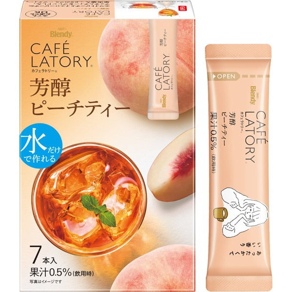 AGF Blendy Cafelatory Rich Peach Tea Sticks – Assam Tea with Peach – 7 Sticks