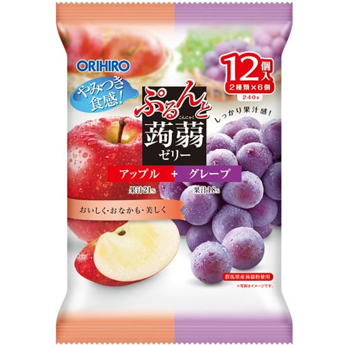 Purunto Konnyaku Jelly Pouch Apple + Grape 20g x 12 pieces [Jelly]