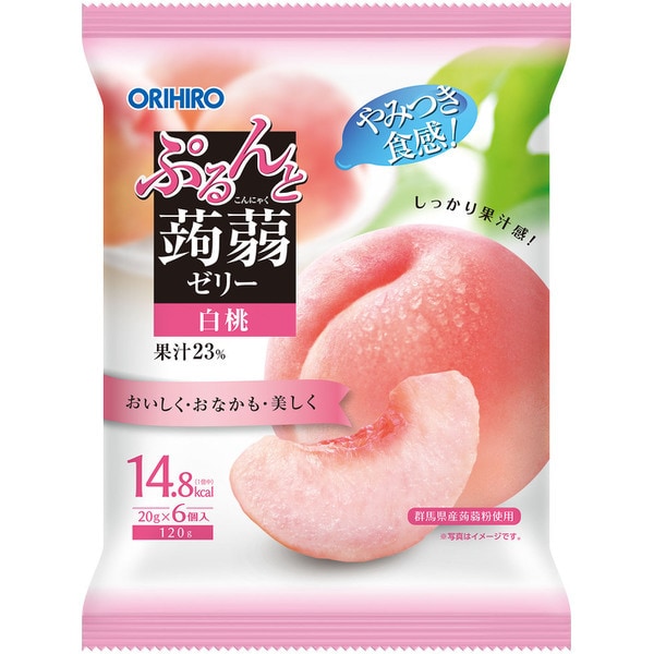 Orihiro Plandue Purunto Konjac Jelly Pouch White Peach 20g x 6 pieces