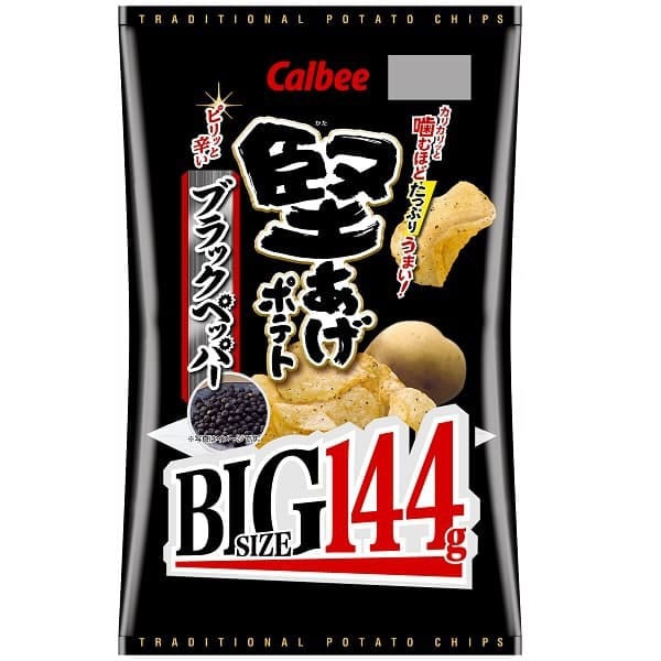 Calbee Kataage Potato BIG – Hard Fried Potato Chips Black Pepper Flavor (144g)