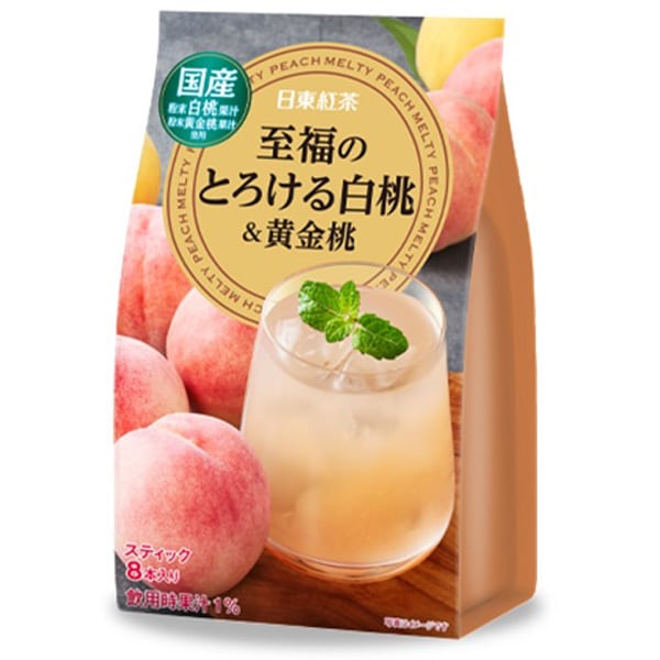 Nitto Black Tea Blissful White Peach & Golden Peach 11g × 8 sticks