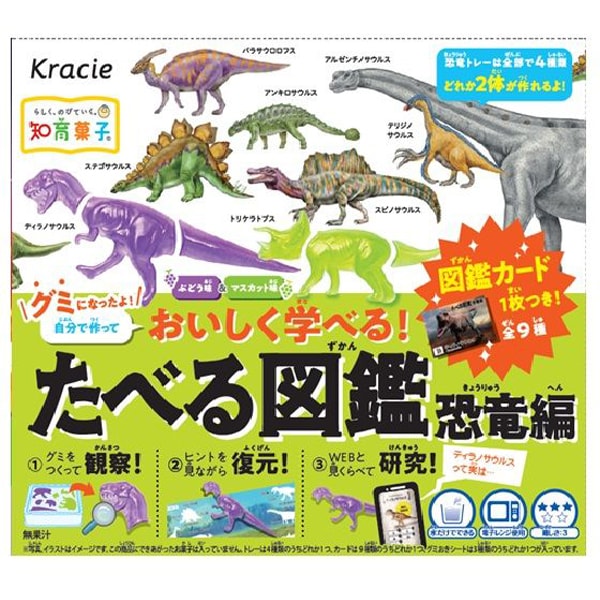 Kracie Foods Eating Encyclopedia Dinosaur Edition Grapes & Muscat – Edukacyjny Zestaw żelków dla Dzieci