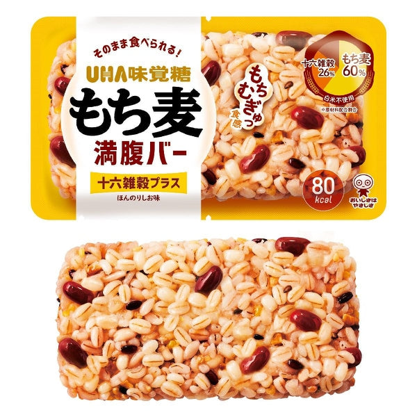 UHA Mikakuto Mochimugi Manpuku Bar 16 Grains Plus – Chewy Barley Health Snack 55g