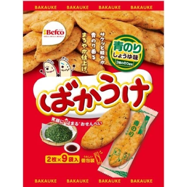 Kuriyama Bakauke Aonori Rice Crackers – Seaweed Soy Sauce Flavor (18 pcs)