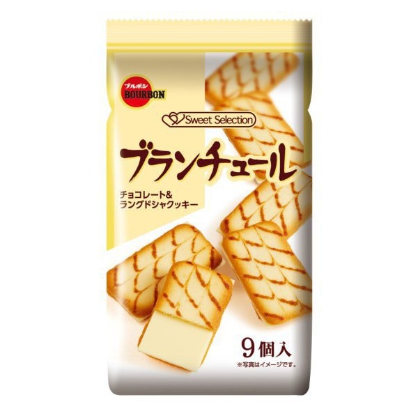 Bourbon Blanctures 9 Pieces – Delicate Langue de Chat Cookies with Smooth Chocolate