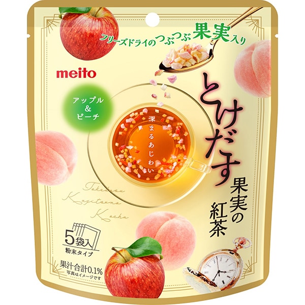 Meito Fruit Melting Black Tea Apple & Peach – Freeze-Dried Fruit Tea – 5 Sachets