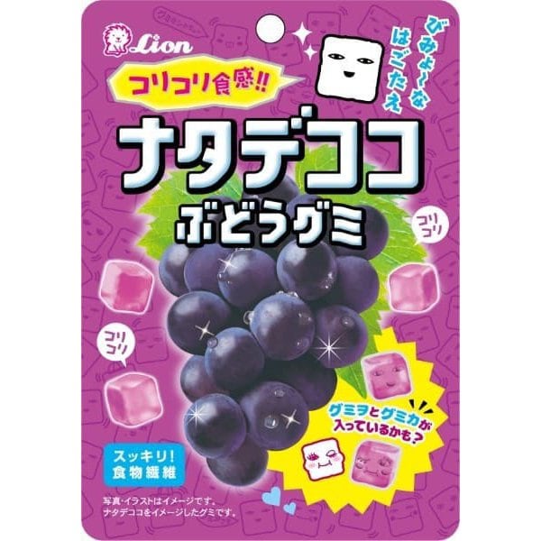 Lion Confectionery Nata de Coco Grape Gummy Candy 40g – Grape Gummies from Japan