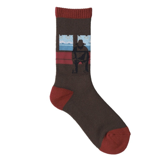 Spirited Away Landscape Pattern Crew Length Socks 23-25cm/25-27cm (Brown)