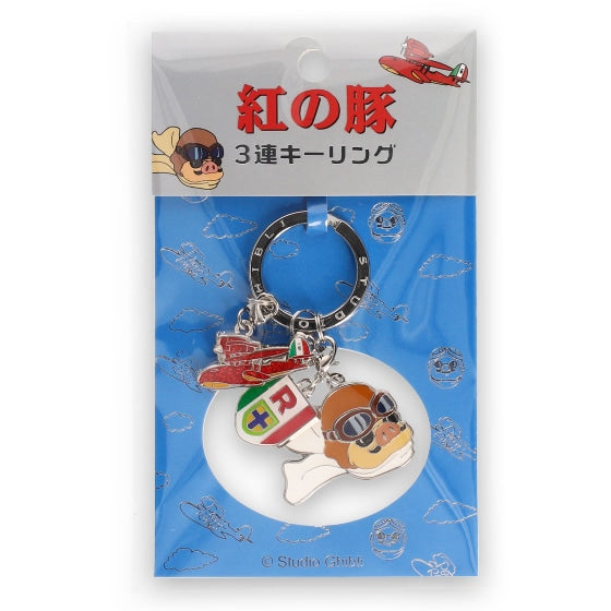 Studio Ghibli Porco Rosso 3-teiliges Schlüsselanhänger – Porco, Savoia & Emblem