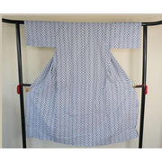 Vintage Japanese Nemaki Cotton Kimono for Men – Indigo Geometric Pattern