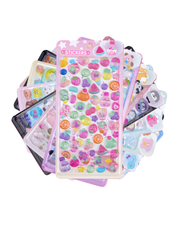 Kawaii 3D Puffy Epoxy Klistremerkeark – Dekorative Klistremerker