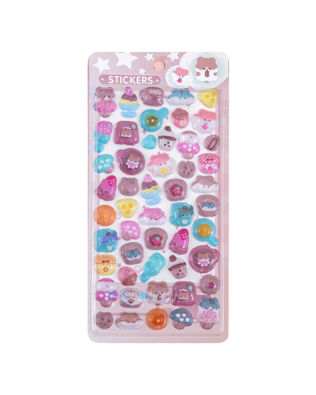 Kawaii 3D Puffy Epoxy Klistremerkeark – Dekorative Klistremerker