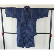 Japanese Jinbei Set for Men – Cotton Indigo Striped Pattern