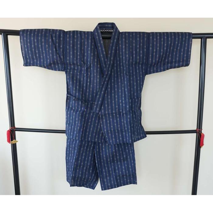 Japanese Jinbei Set for Men – Cotton Indigo Striped Pattern