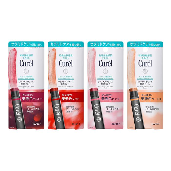 Curél Lip Care Cream – Color Lip Balm, Bordeaux / Red / Pink / Beige, 4.2g[Alcohol-free]