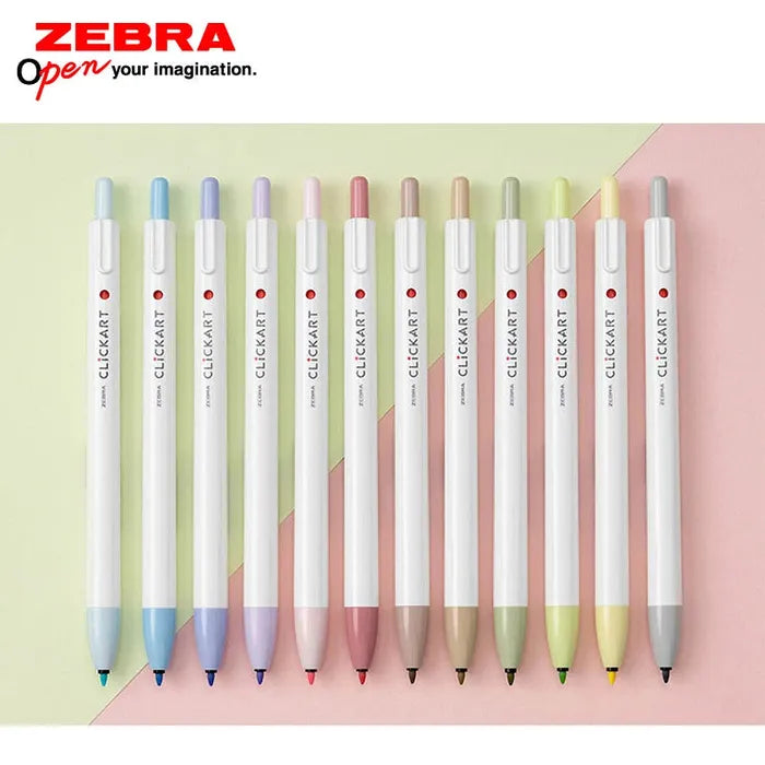 ZEBRA Clickart Retractable Water-Based Color Pen – Pale Colors, 0.6 mm