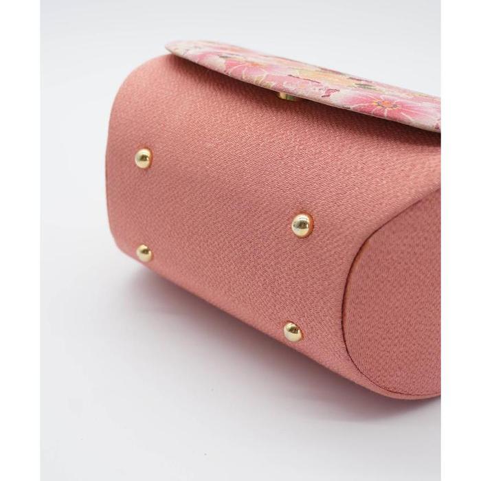 Japanese Vintage Style Handbag with Floral Motif – Pink Checker Pattern