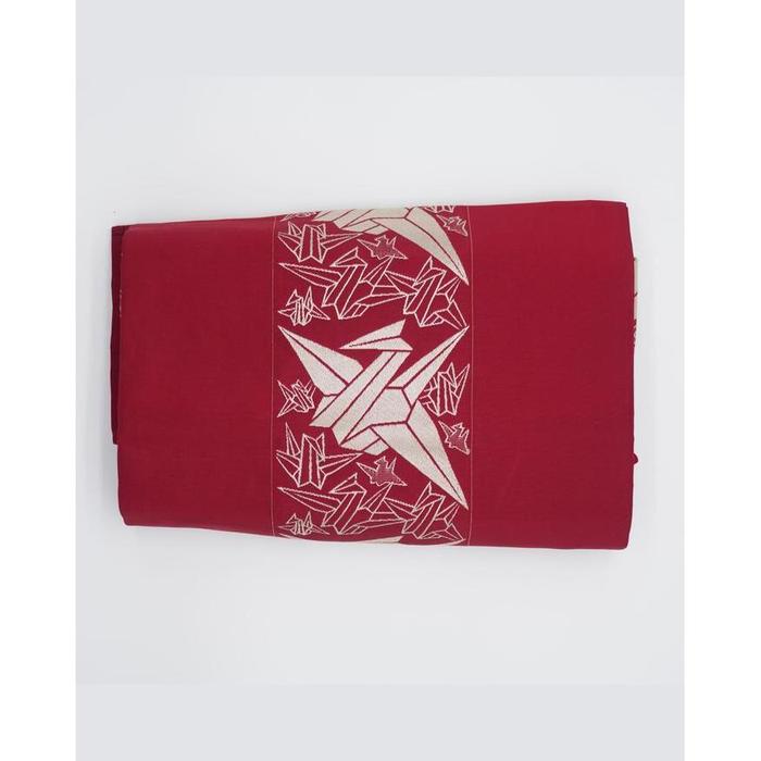 Vintage Japanese Nagoya Obi Belt – Red with paper Crane Pattern