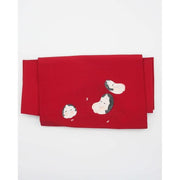 Vintage Japanese Nagoya Obi Belt – Red with Traditional Face Motif