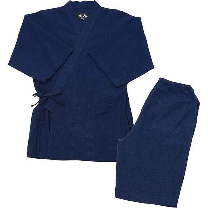 WATANOSATO Kurume Chijimi Jinbei Set – Breathable Cotton, Traditional Japanese Loungewear for Men, Casual Summer Wear (8 Colors, Sizes S–3L)