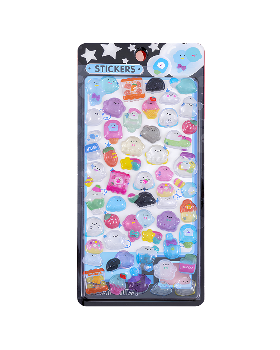 Kawaii 3D Puffy Epoxy Klistremerkeark – Dekorative Klistremerker