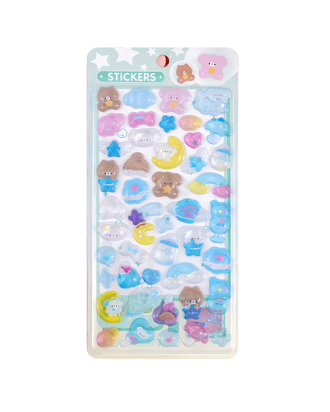 Kawaii 3D Puffy Epoxy Klistremerkeark – Dekorative Klistremerker