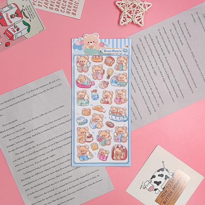 BTD&ENGI Animal Clear Puffy Sticker Sheet