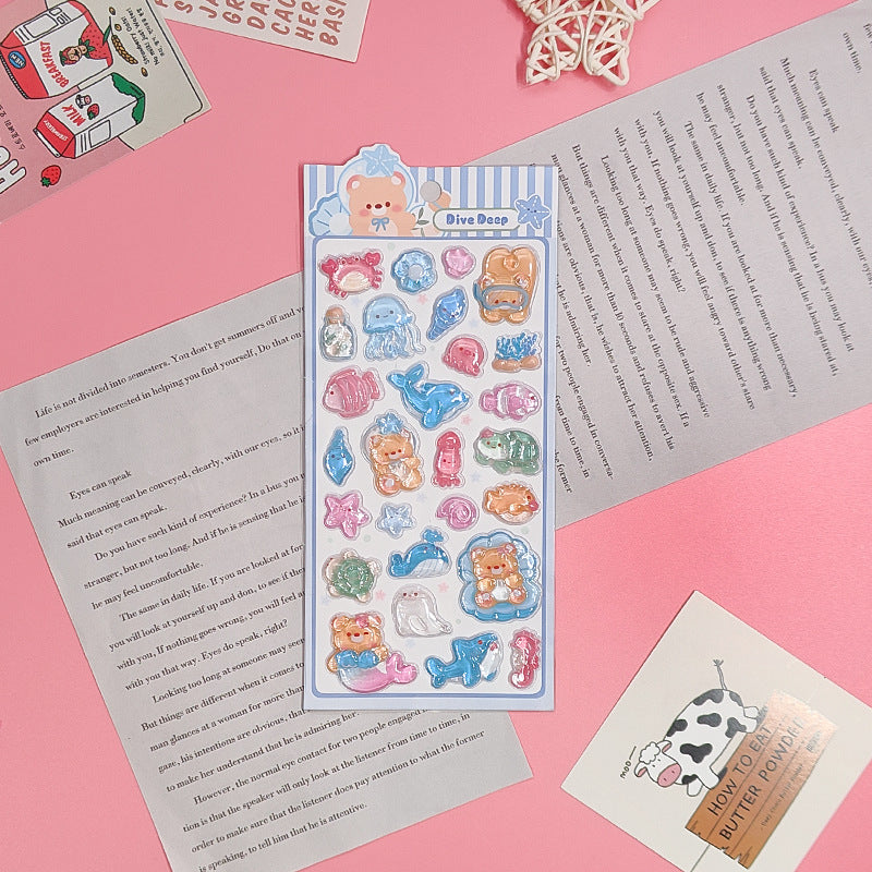 BTD&ENGI Animal Clear Puffy Sticker Sheet