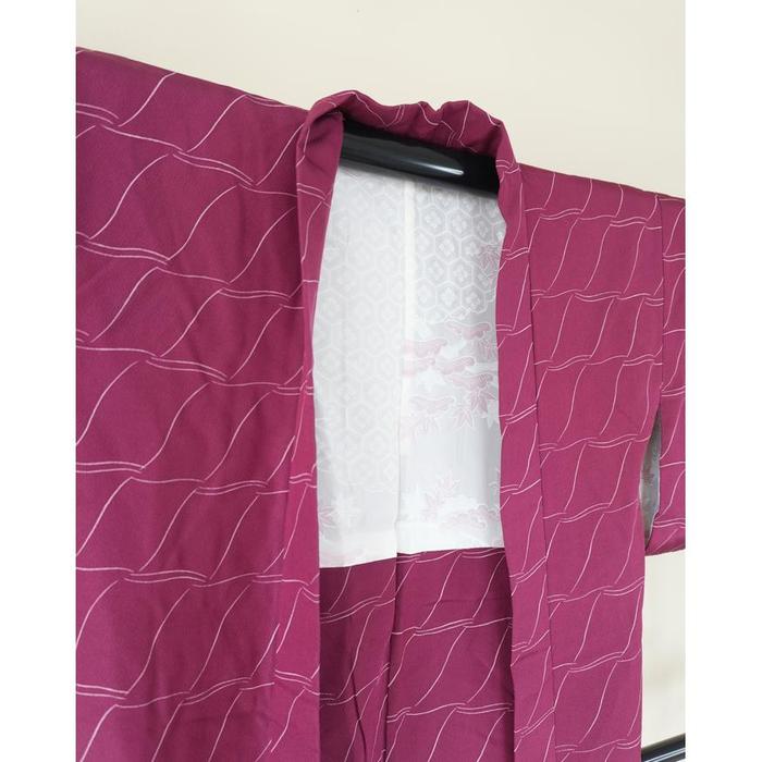 Haori – Plum Purple with Minimalist Line Pattern
