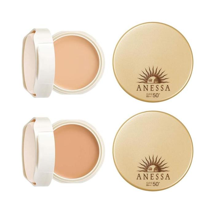 ANESSA All-in-One Beauty Pact Foundation – Citrus Soap Scent | SPF Protection, UV Block + Makeup Base + Foundation in One | Shade 1 Light Ochre / Shade 2 Natural Ochre［Alcohol-free]