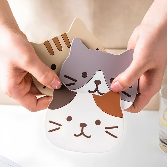 Cat-Shaped Silicone Coasters