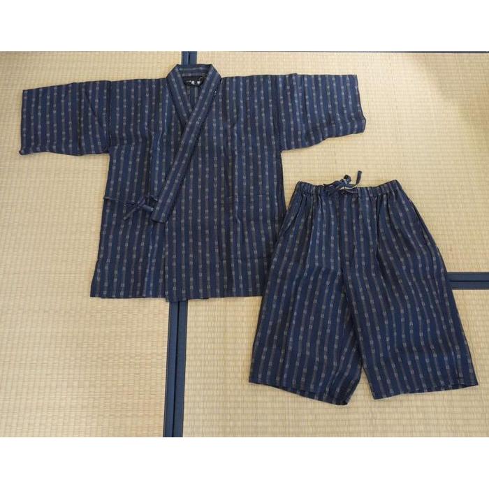 Japanese Jinbei Set for Men – Cotton Indigo Striped Pattern