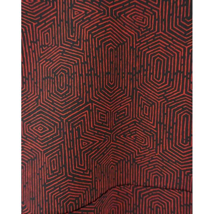 Vintage Red Kimono with Geometric Hexagon Pattern, For Height 156-166cm (maximum height for those who don't require an ohashori)