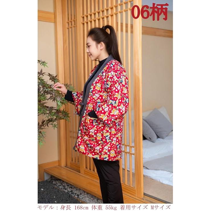 女款加厚和服外套，背部帶有保暖設計 – 日本圖案 06，溫暖冬季家居服