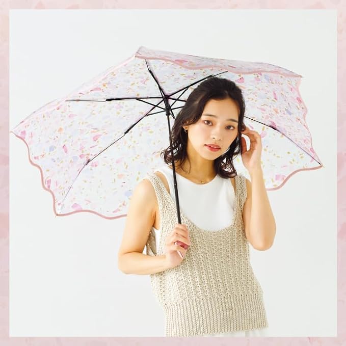 Wpc. Pale Stone Umbrella Mini – Folding Clear Rain Umbrella, Terrazzo Design