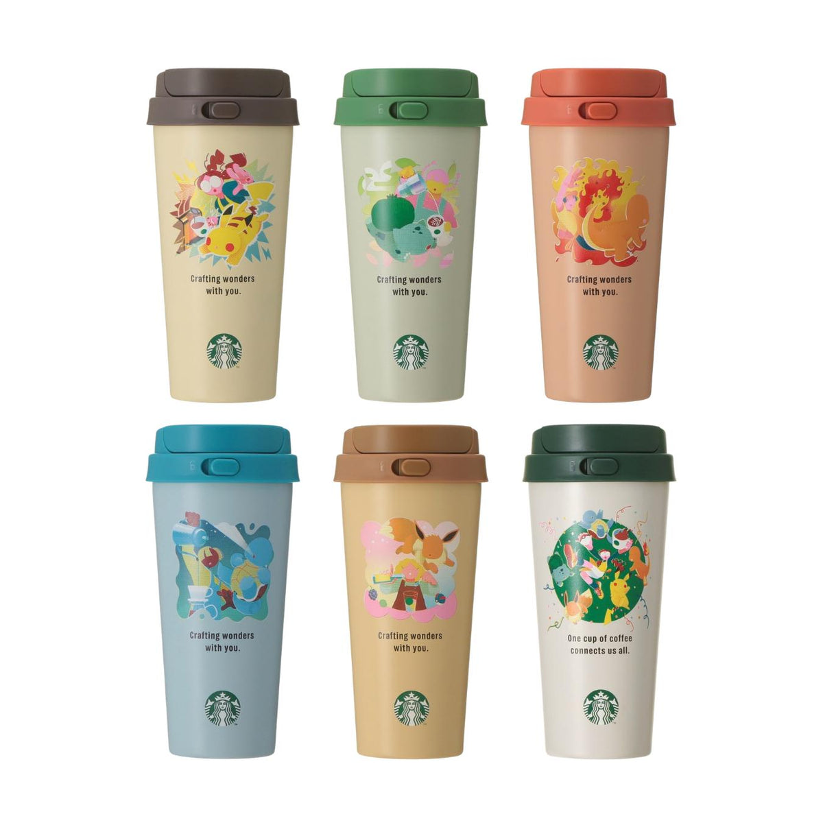 Bouteille TOGO en acier inoxydable Pokémon + Starbucks Japon 473ml – 6 designs