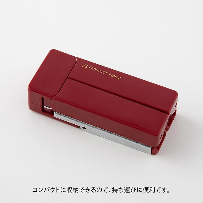 MIDORI XS Compact Punch – Foldable 2-Hole Punch, Enji