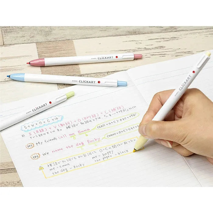 ZEBRA Clickart Retractable Water-Based Color Pen – Pale Colors, 0.6 mm