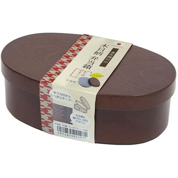 Tanaka Hashi Wooden Bento Box – Wappa Design with Natural Wood Grain, Oval Shape