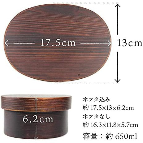 Fujishiro Kogei Oval Magewappa Bento Box – Neko Design, Lacquer Finish