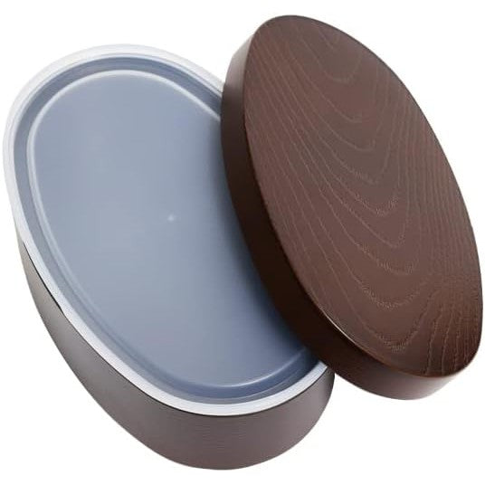 Tanaka Hashi Wooden Bento Box – Wappa Design with Natural Wood Grain, Oval Shape