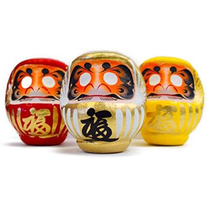 Red-faced Daruma Doll Figurine - Mini Size (11cm x 10cm x 9cm)