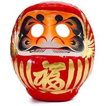 Red-faced Daruma Doll Figurine - Mini Size (11cm x 10cm x 9cm)