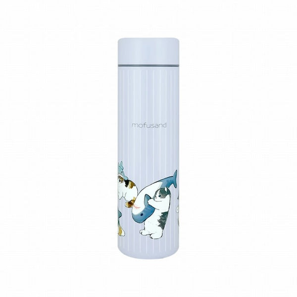 Mofusand Stainless Steel Bottle 400ml (Shark Nyan Procession) – Cute Cat Design, Compact & Portable – Heat & Cold Retention