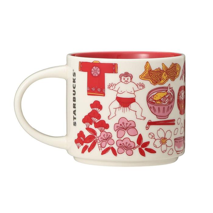 Starbucks Been There Series Mug JAPAN 414ml – Mt. Fuji, Sushi, Cherry Blossoms, and Japanese Icons Collectible Stoneware