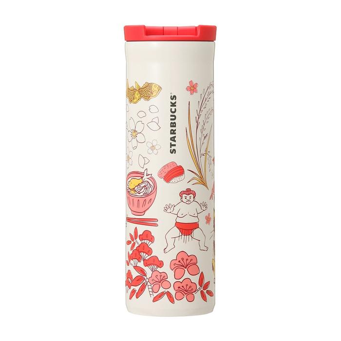 Starbucks Been There Series Stainless Steel Bottle JAPAN 473ml – Mt. Fuji, Cherry Blossoms, Sushi, and Japanese Icons Travel Tumbler